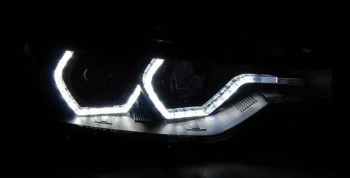 Phares Avant LED Angel Eyes Bmw F30/ F31 Fond Noir